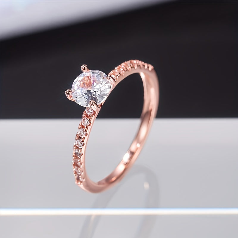 Bague de fiançailles pour femme, design classique et élégant, sertie de zirconia synthétique, bague de mariage de haute qualité, accessoire pour usage quotidien ou soirées, cadeau idéal pour la Saint-Valentin