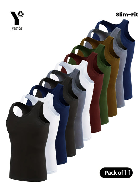 Lot de 11 débardeurs homme – respirants, séchage rapide, polyester, slim fit, sport et casual été