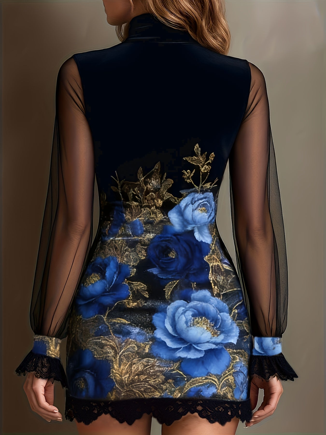 Nouvelle robe sexy pour femme avec empiècements en dentelle et résille