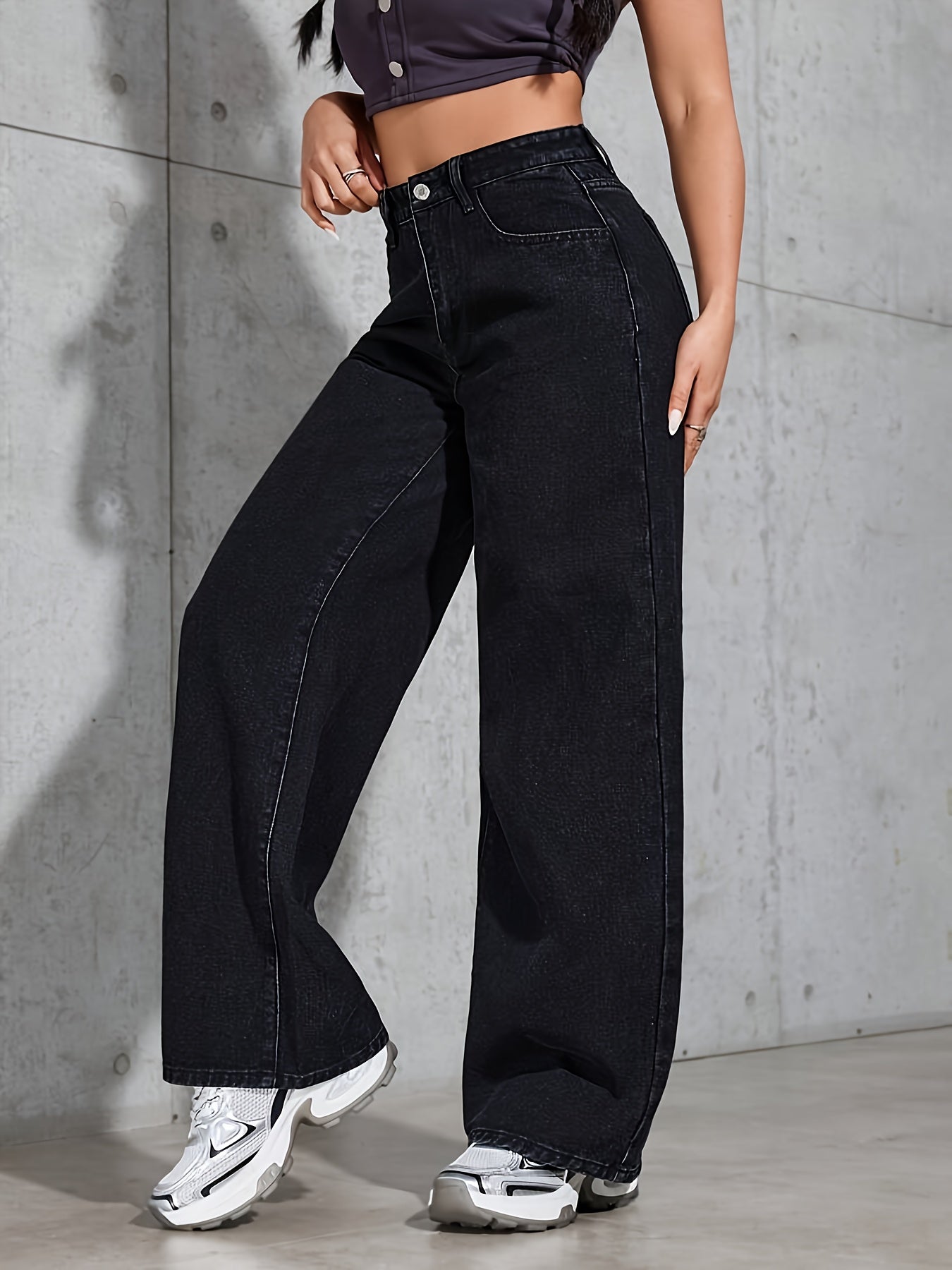 Jeans Femme CPUY Extensible Non Transparent Jambe Droite Taille Mi-Haute Longue Toute Saison Décontracté et Formel Lavable