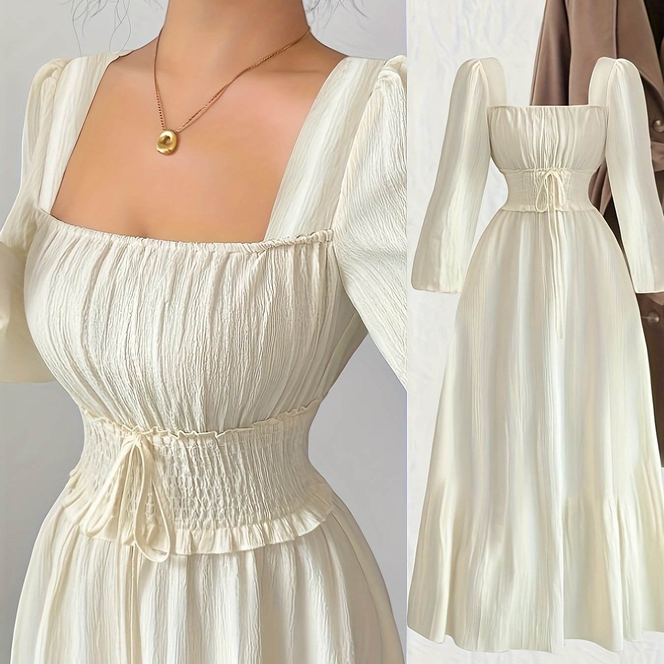 2025 New Spring/Autumn French-Style Women's Fashion Elegant Back-Tie Waist Dress