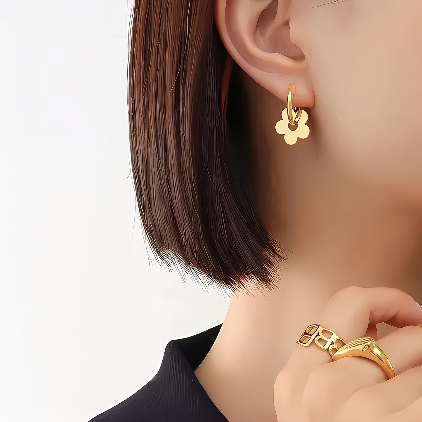 Boucles d’oreilles pendantes pour femme, acier inoxydable plaqué or 18K, hypoallergéniques et anti-décoloration, style coréen minimaliste élégant