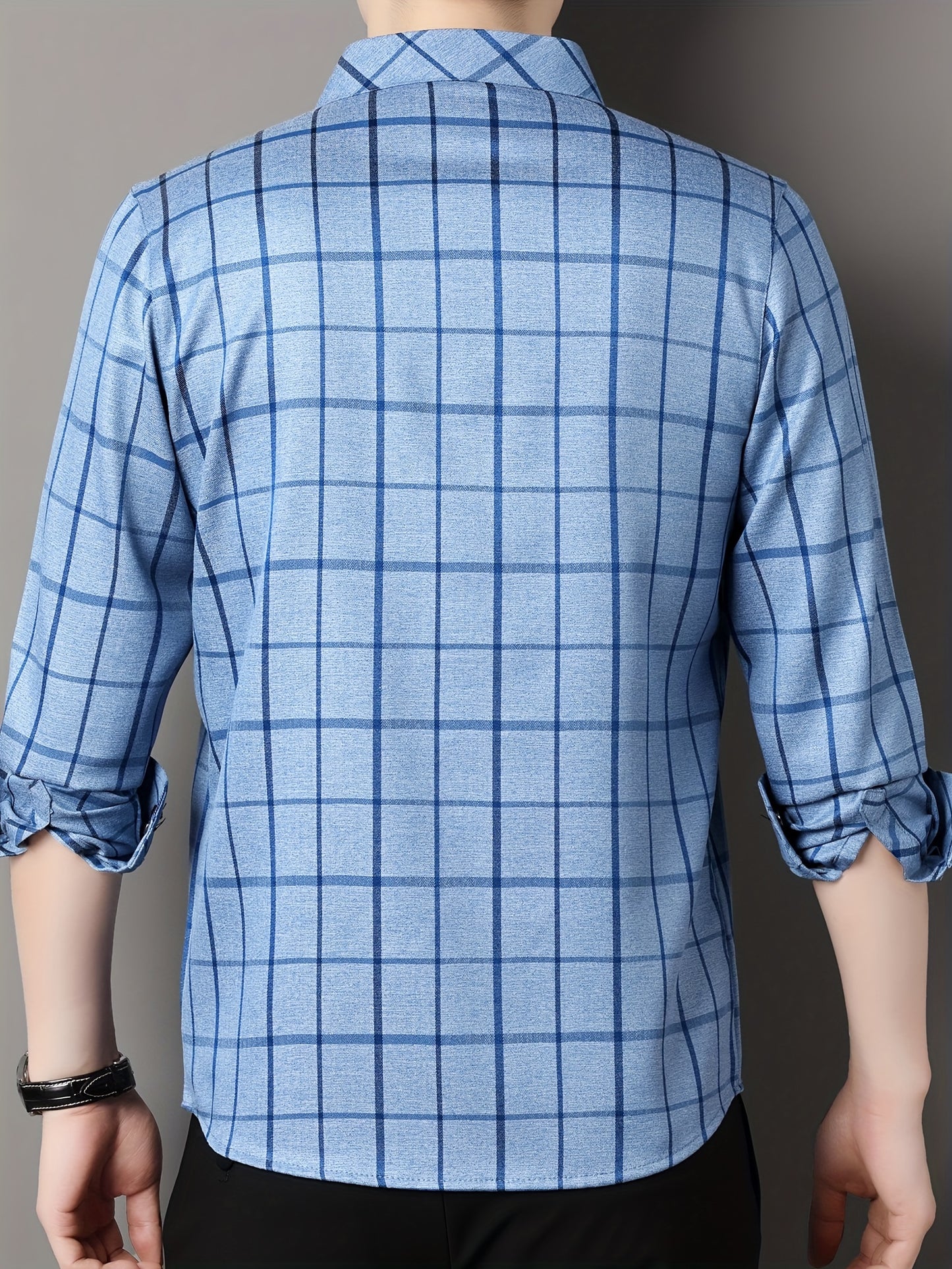 Men'S Long-Sleeve Checkered Shirt, Stylish And Casual, Perfect for Everyday Wear.