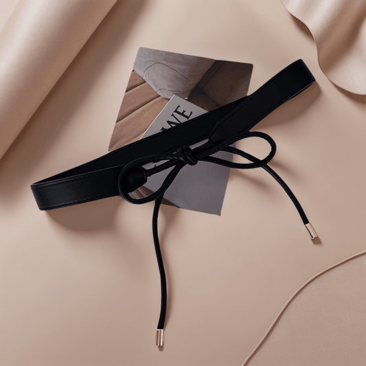 Lot de 2 ceintures taille style western cowboy pour femmes – Simili cuir noir et marron avec nœud papillon perlé, ceintures longues polyvalentes pour pulls, robes et vestes