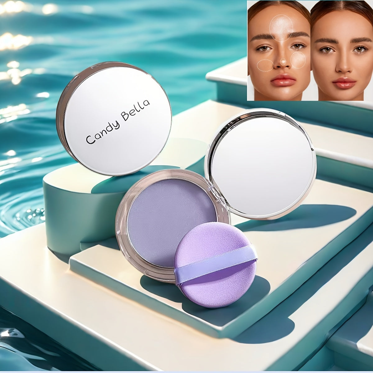 Poudre légère et transparente qui contrôle le sébum, minimise les pores, est résistante à l'eau, longue tenue et offre une couvrance optimale