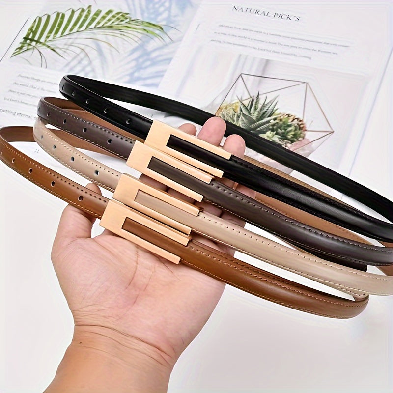 Ensemble de 3 ceintures rétro pour femme, fines et simples, en cuir PU, pour accessoiriser une jupe