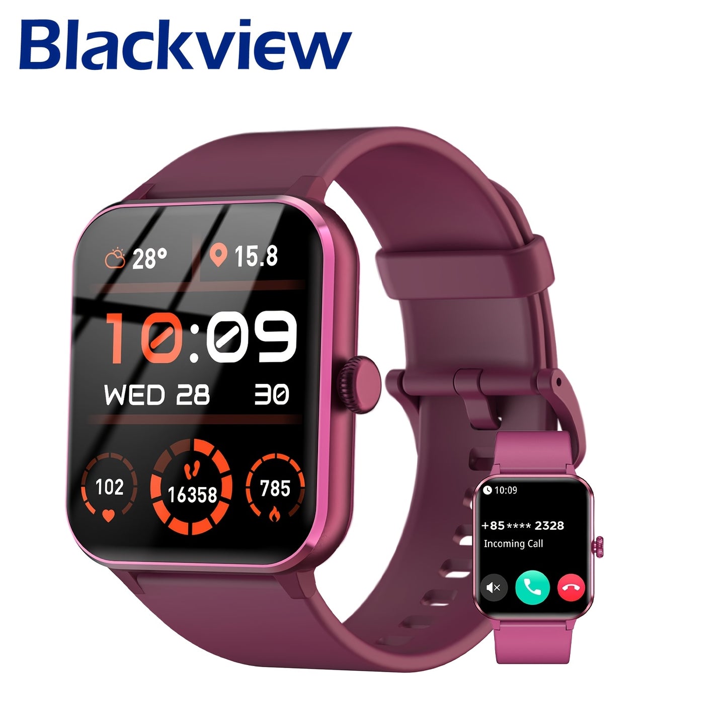 Blackview New Upgraded Smart Watch For Men Women For IPhone Android, 4.7 cm Fitness Tracker Wireless Call (Answer/Make), 100+ Sport Modes, Sports Data Monitoring Multi-functional Sports Bracelet, Black Pink Red Blue Gray. 256