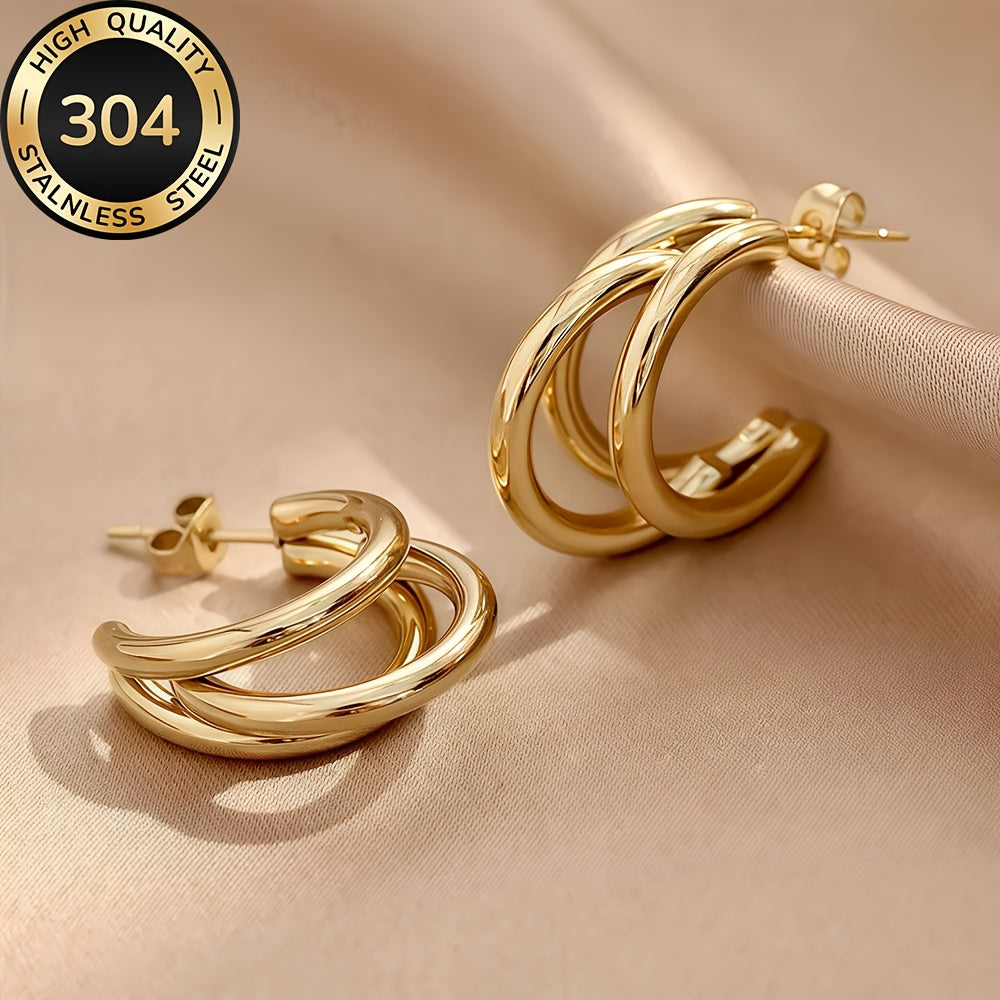 Boucles d’Oreilles Créoles Femme – Acier Inoxydable Hypoallergénique, Plaqué Or 18K, Anti-Décoloration, Confortables et Polyvalentes, Élégantes et Simples, Bijoux de Qualité pour Quotidien ou Soirées