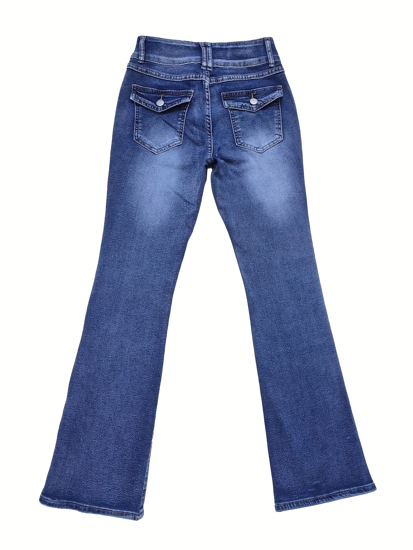Jean skinny femme - Pantalon stretch taille basse avec fermeture à boutons, tissu opaque