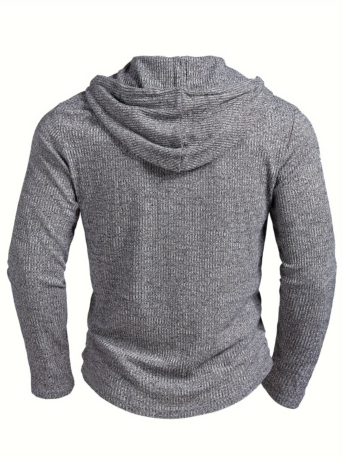 Men's Ribbed Long Sleeve Hooded Henley Shirt, Casual Trendy Buttons Tops For Autumn And Winter