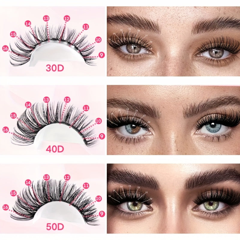 200 pcs Cils en Paquets Wispy — Longueurs 8-16 mm, Look Naturel, Cils Individuels Fluffy, Extensions DIY, Curl 30/40/80D, Réutilisables et Adaptés aux Débutants