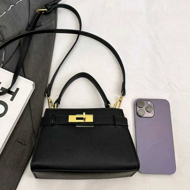 Sac à Main Femme Élégant Business Décontracté – Tote Structuré avec Finitions Dorées et Fermoir à Boucle, Design Durable et Facile à Nettoyer, Idéal pour le Bureau, le Voyage ou en Cadeau