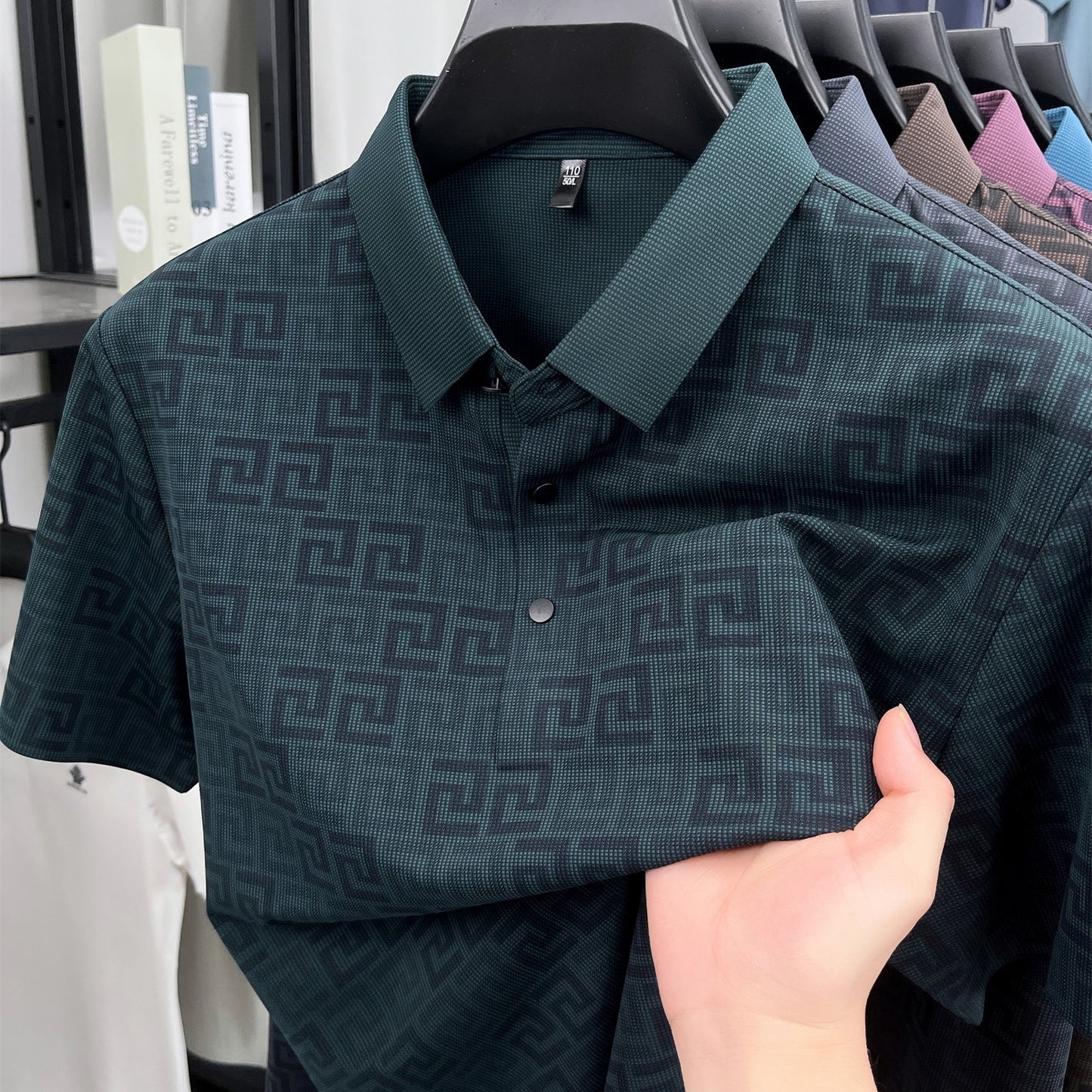 Men'S Casual Summer Polo Shirt - "CRRTMARO" Logo, Lightweight Rayon Fabric, Short Sleeve, Button-Up, Casual Style, Casual Summer Wear | Casual Style Shirt | Glossy Finish