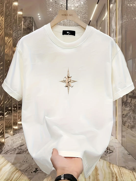 Pure cotton trendy brand printed short-sleeved T-shirt Men's summer new large-size versatile casual top