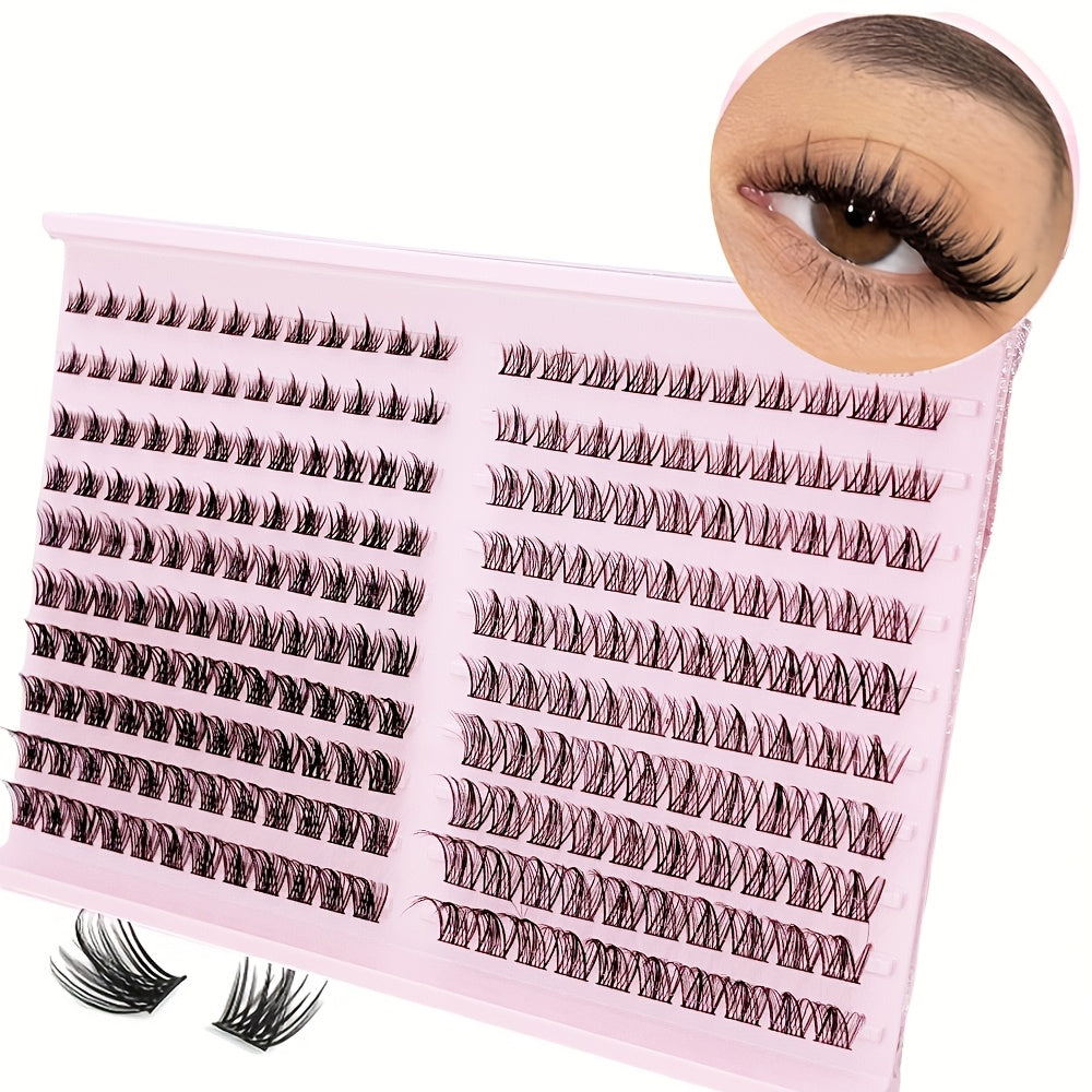 Kit de 240 Cils en Touffes Effet Naturel – Longueurs 8-16mm, Courbure D, Hypoallergénique, Extensions DIY pour un Regard Fluffy et Volumineux