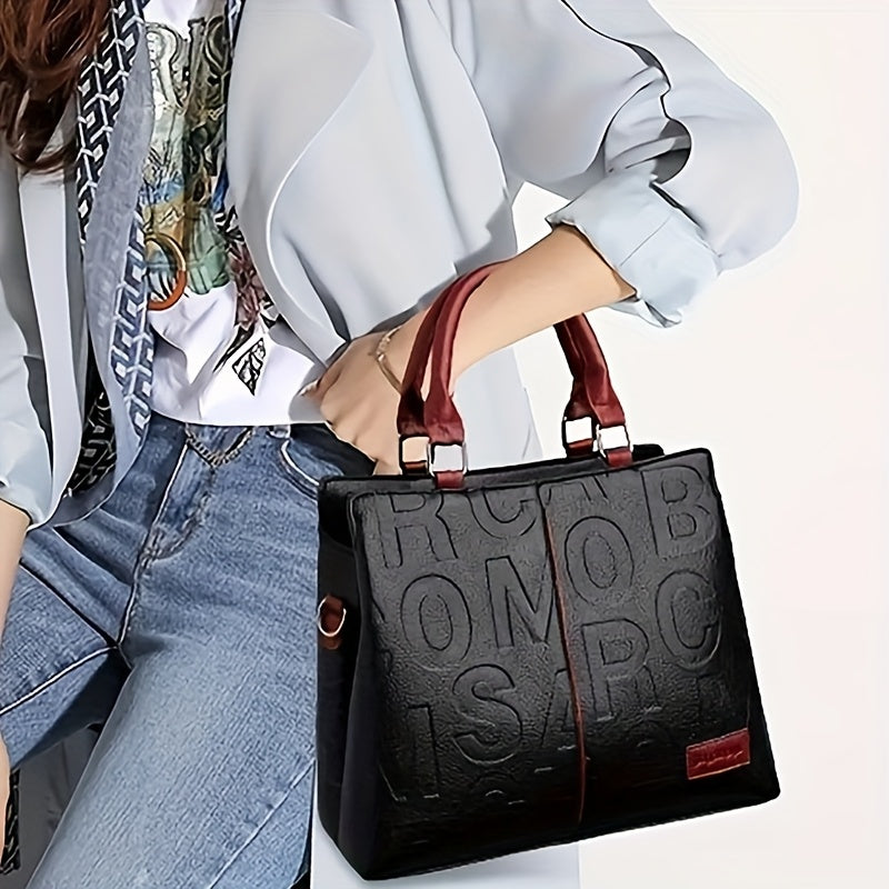 Sac à main de luxe grande capacité pour femmes – tote et bandoulière marron élégant, accessoires dorés, fermeture zippée, parfait pour travail et voyage