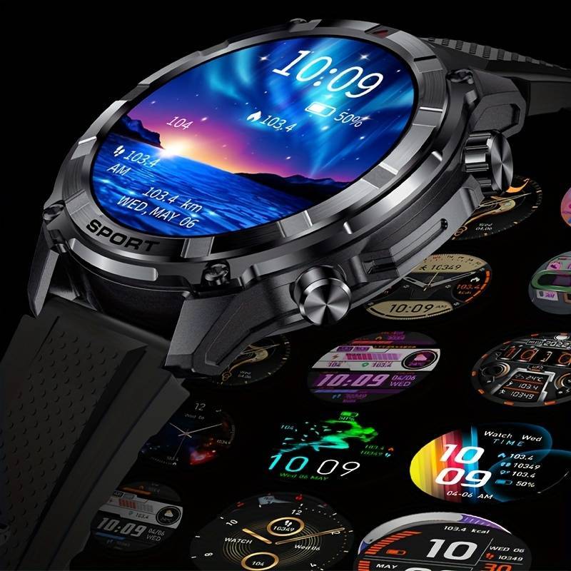 Montre Connectée Homme – Appels (Répondre/Appeler), Écran 3,86 cm, Tracker Fitness avec Assistant Vocal IA, Météo, Sommeil, 100+ Modes Sport, Batterie Longue Durée 500 mAh