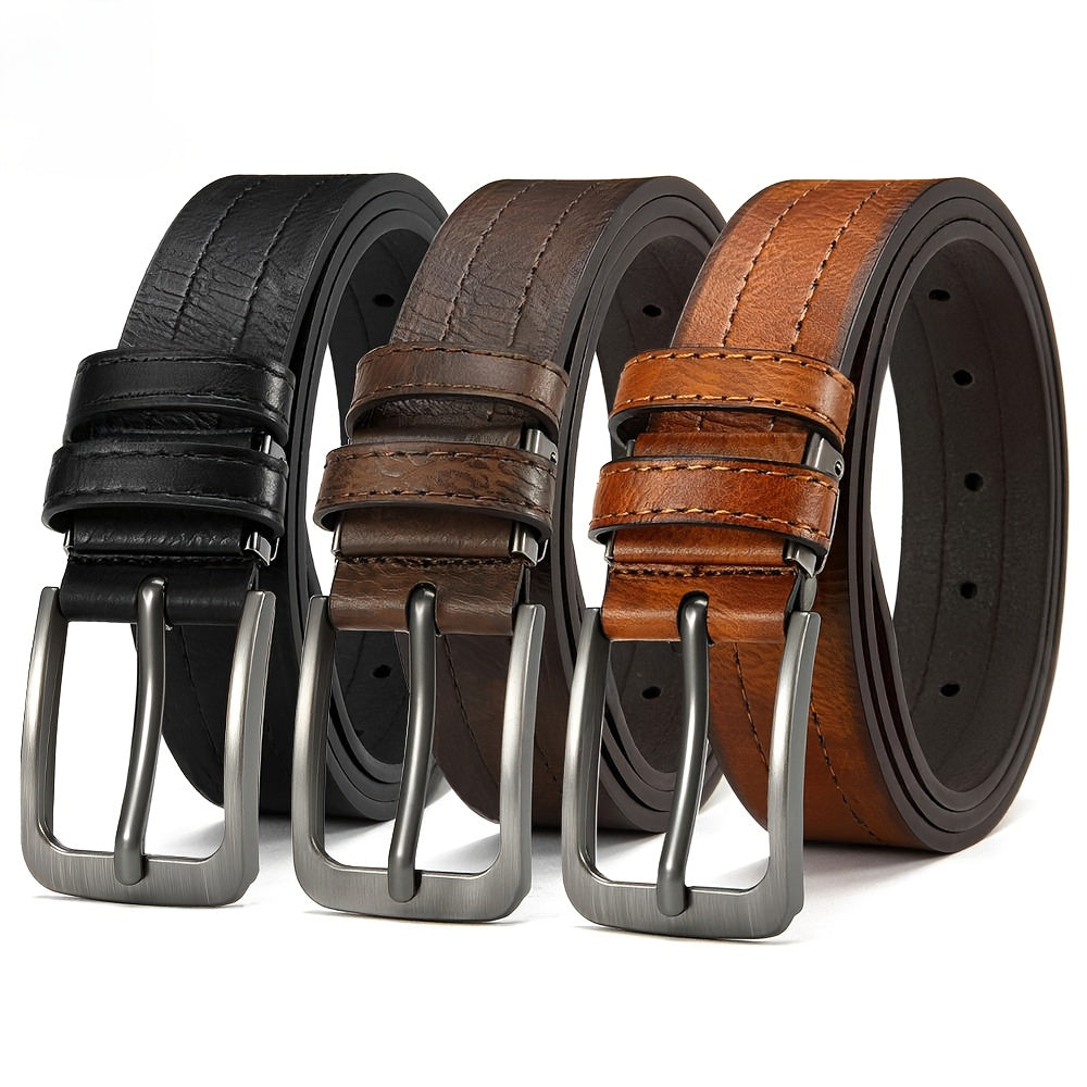 Lot de 3 Ceintures Homme Décontractées Vintage – Ceintures Durables et Respirantes, Conçues pour Professionnels, Personnes Matures et Amateurs de Mode, Idéales Comme Cadeau pour Toutes Occasions, Ceintures Homme de Luxe, Ajustables, Boucle Carrée
