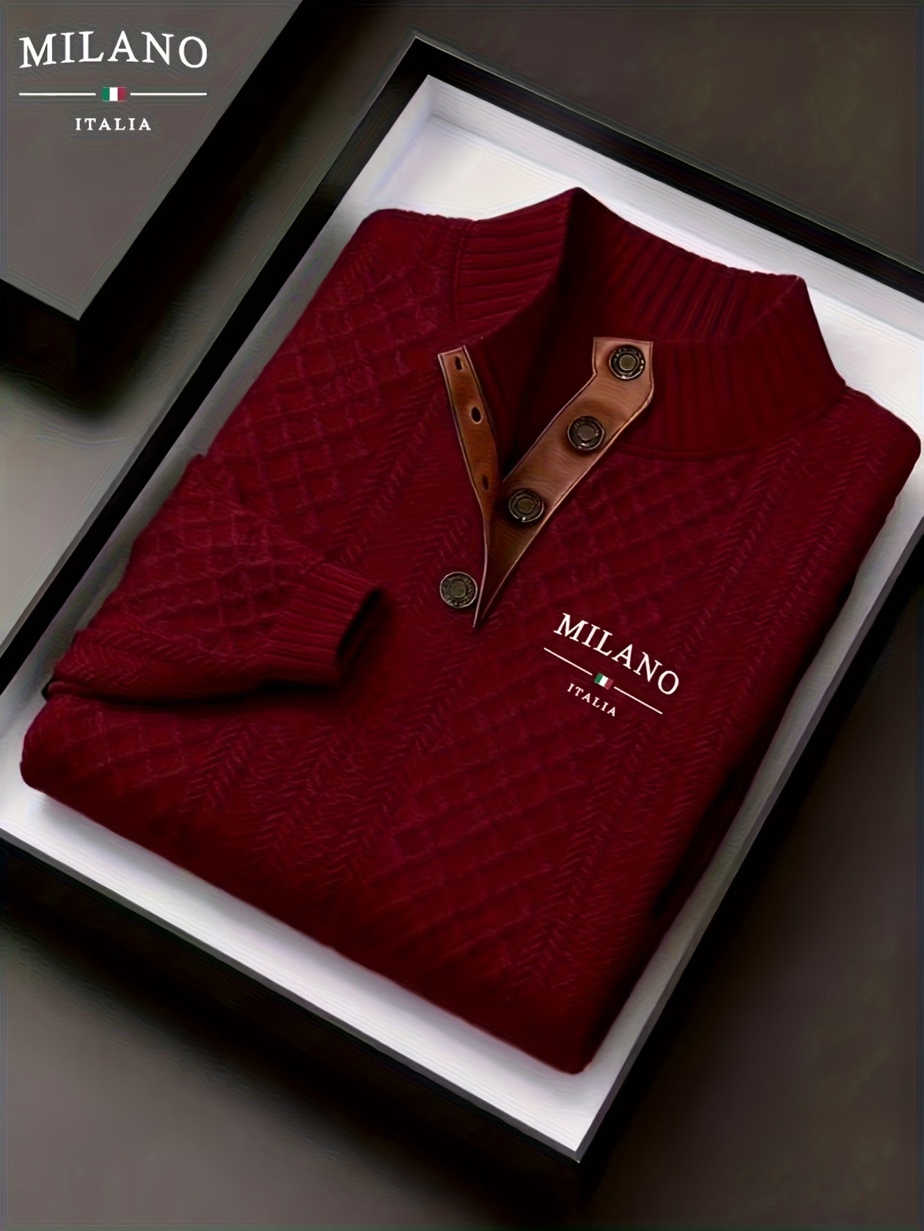 Men'S Jacquard Knit Sweater for Autumn And Winter, a Mature And Stylish Pullover with a Stand-Up Collar, Perfect for Halloween Outfits. This Top Features Jacquard Patterns with Contrasting Colors at The Neckline And Elbow Pat