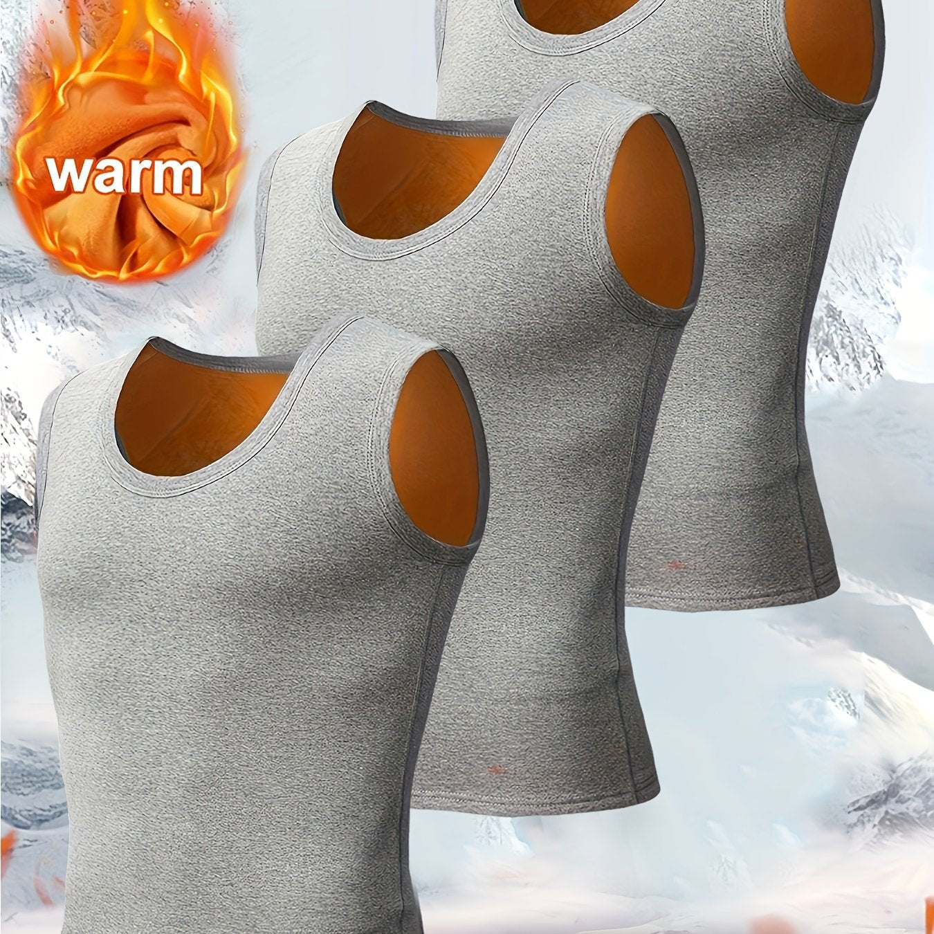 3pcs Débardeurs Thermiques Homme – Polaire Dorée, Chauds et Extensibles