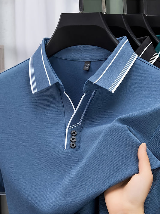 Men's Dark Green Shirt - Classic Button-Front Placket, Breathable Summer Shirt for Business Casual, Office & Casual Attire - Easy-Care Formal Attire, Versatile Clothing, Striped Pattern, Comfortable Material, Short Sleeve Top