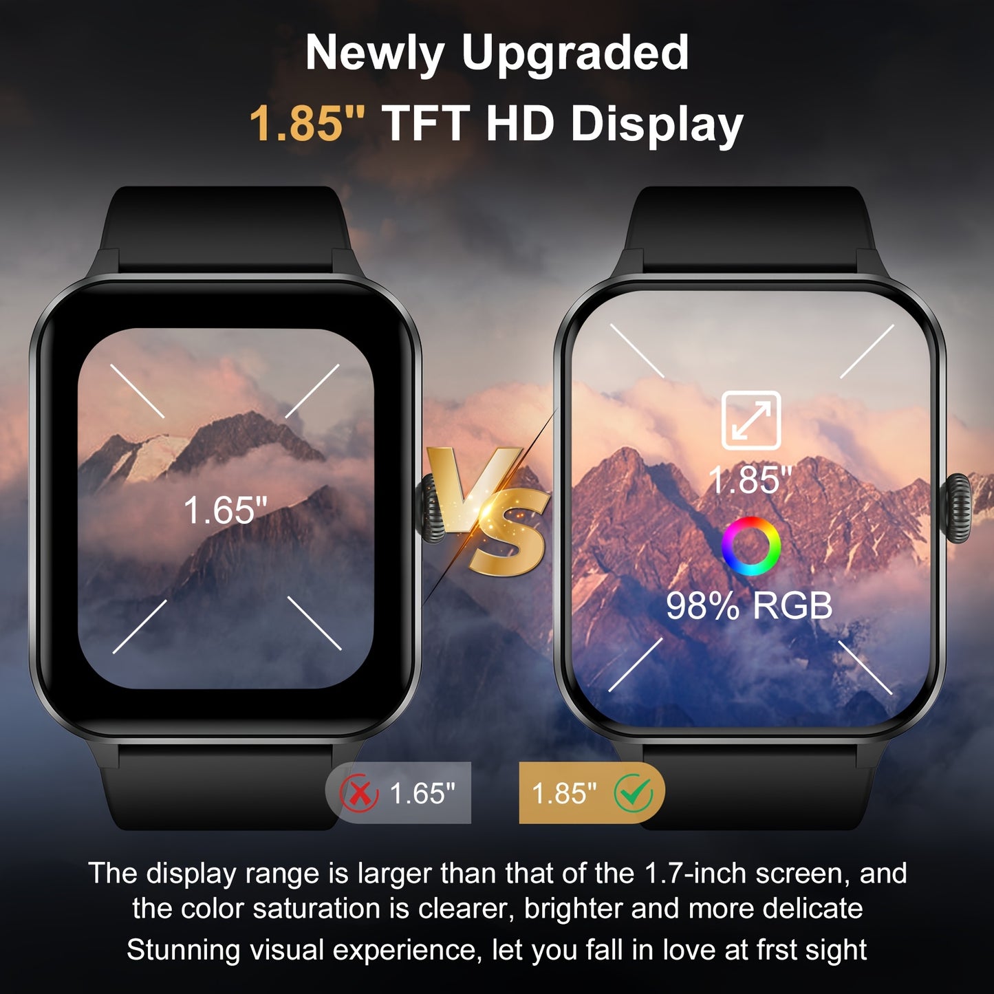 Blackview Smartwatch, Compatible With Android And For IPhone, Fitness Tracker, Fitness Watch With Activity Monitoring 1.85-Inch Touchscreen Smartwatch, With Pedometer, Calorie Meter And Stopwatch, BT 5.3 Call, Multi-Sport Mod