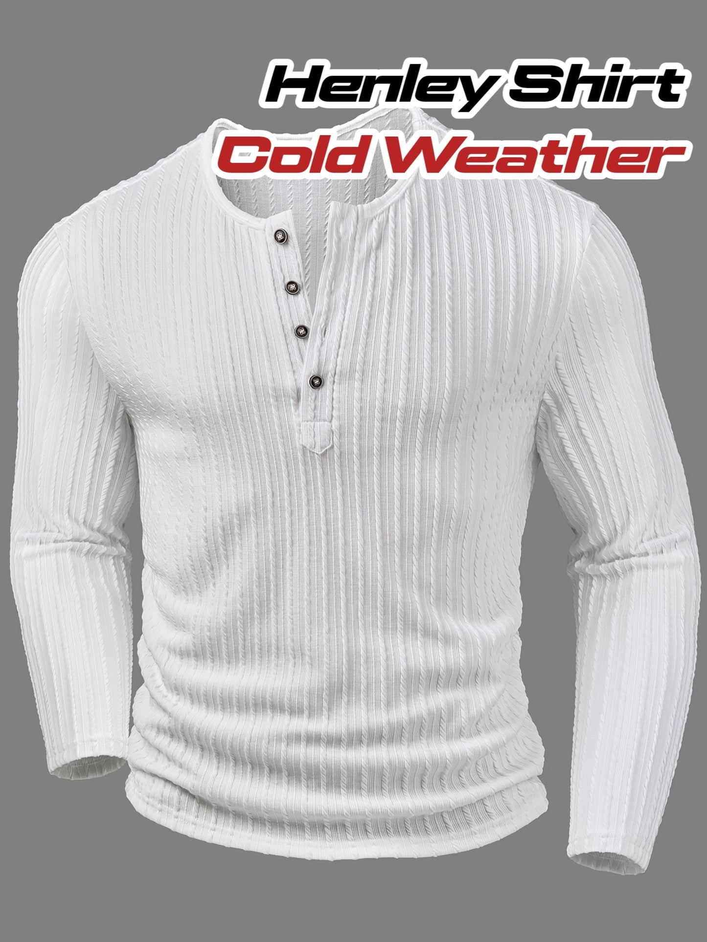 Henley Épais Hiver Homme – Manches Longues Boutonné