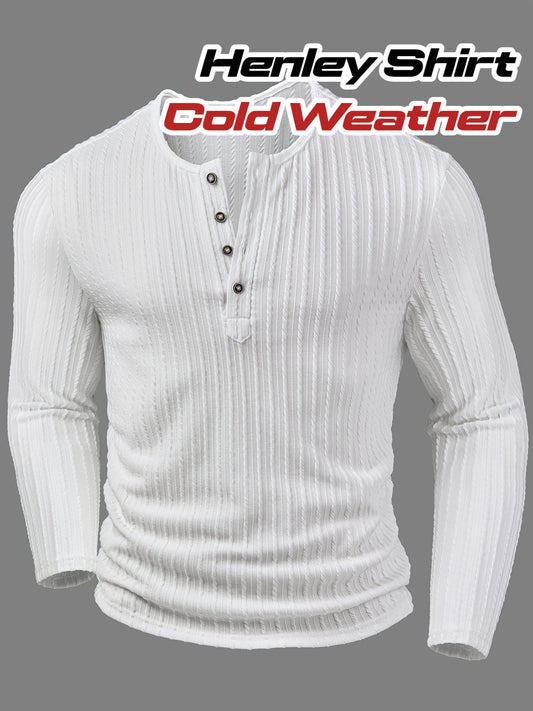 Henley Épais Hiver Homme – Manches Longues Boutonné