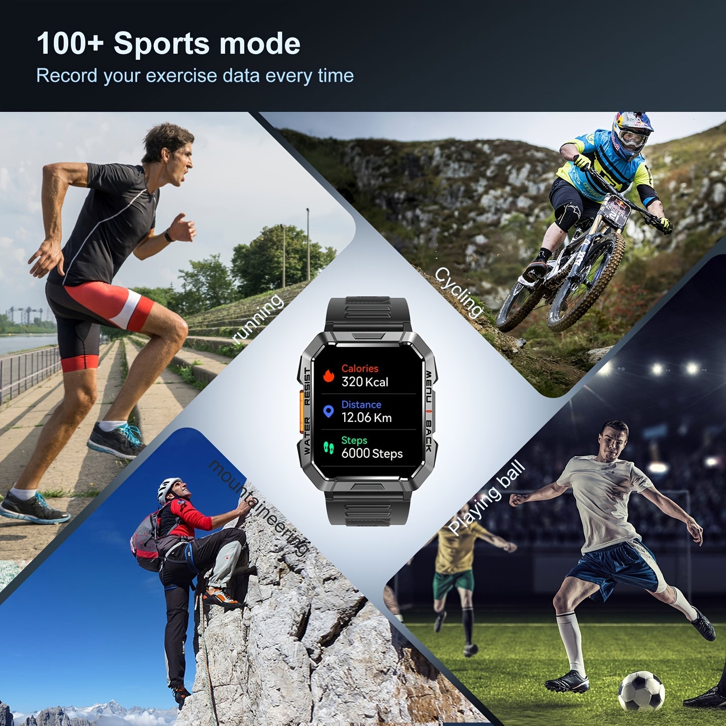 Montre Connectée Homme 900 mAh – Écran HD 2,01", Lampe Torche LED, Podomètre, Calories, Suivi Sport & Distance, Boussole, Recherche de Téléphone – Smartwatch Outdoor Idéale pour Sport & Aventure, Cadeau Anniversaire/Noël