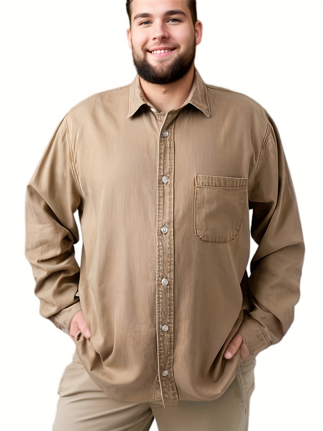 Plus Size Casual Denim Tencel Shirt