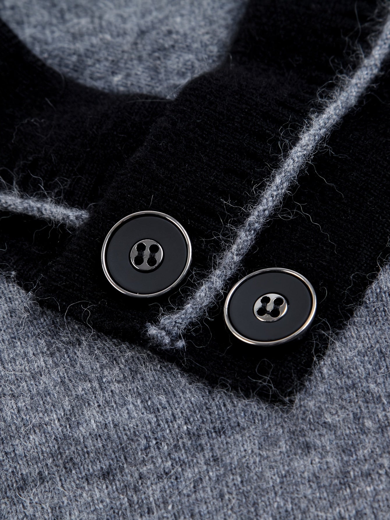 1pc Men'S Winter V-Neck Sweater with Dual Button Detail - Color Block Knit Pullover, Viscose Fabric, Long Sleeve, Regular Fit, Casual Style for Fall/Winter - Soft, Warm, Skin-Friendly Inner Layer, Thick