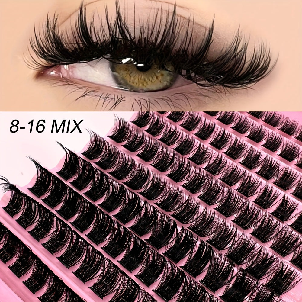 120 Touffes de Cils 8-16mm Mix – Cils Individuels en Faux Mink Souples, Courbure D, Noirs et Fluffy, Effet Naturel, Confortables et Faciles à Poser