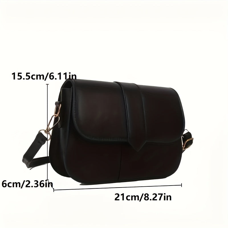 Sac bandoulière femme noir – simili cuir, lanière réglable, rabat avec boucle