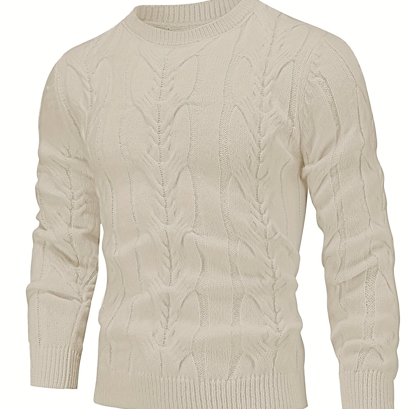 Men's Casual Striped Pullover Sweater - Soft Stretch Knit Crewneck Long Sleeve, Machine Washable H-Fit Ribbed Trim for Autumn Winter, Medium Elasticity Fabric