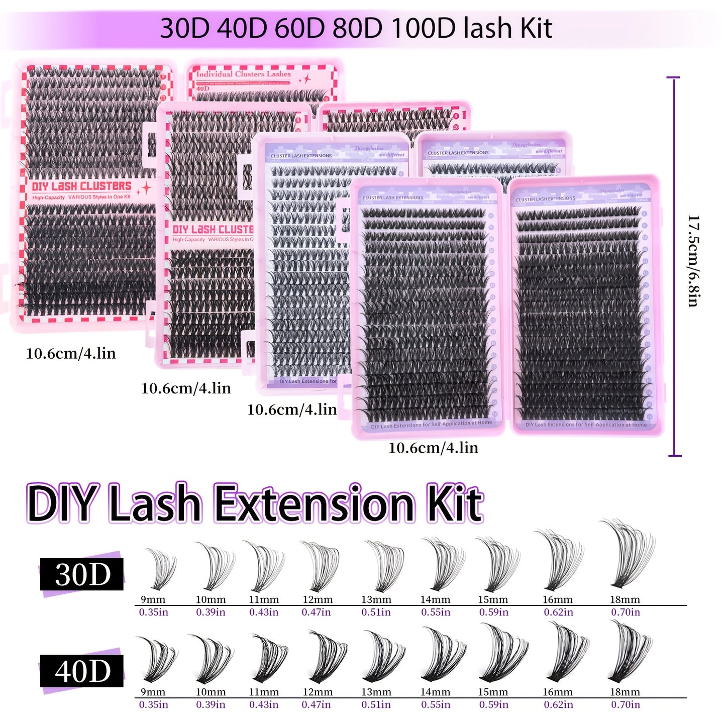 Kit DIY d’Extensions de Cils – Longueurs Mélangées 9-16 mm, Cils Individuels Effet Naturel en Différentes Densités (30D/40D/50D/60D/80D/100D), Débutant-Friendly et Réutilisables, D-Curl Wispy, Style Cat Eye et Fox, Parfait pour Soirées