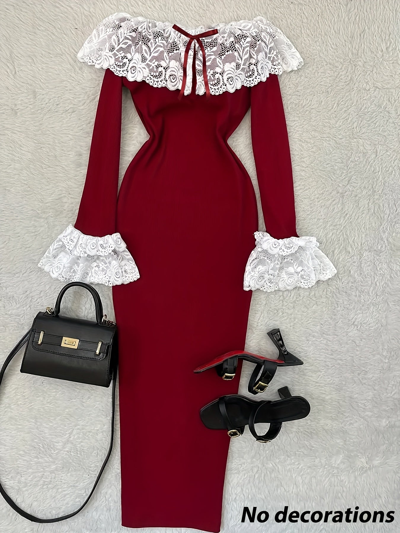 Elegant Off-the-Shoulder Lace-Trimmed Dress | Fitted Waist, Versatile for Parties, Dates, Birthdays, Valentine's, Weddings, Vacations