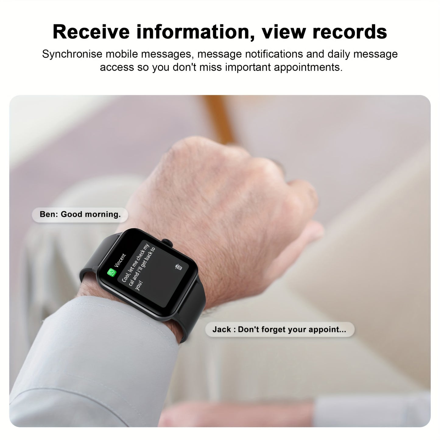 Montre Connectée Homme – Écran 4,7 cm, Appels (Répondre/Appeler), Tracker Fitness, 100+ Modes Sport, Suivi en Temps Réel, Podomètre – Compatible iPhone et Android, Cadeau Idéal