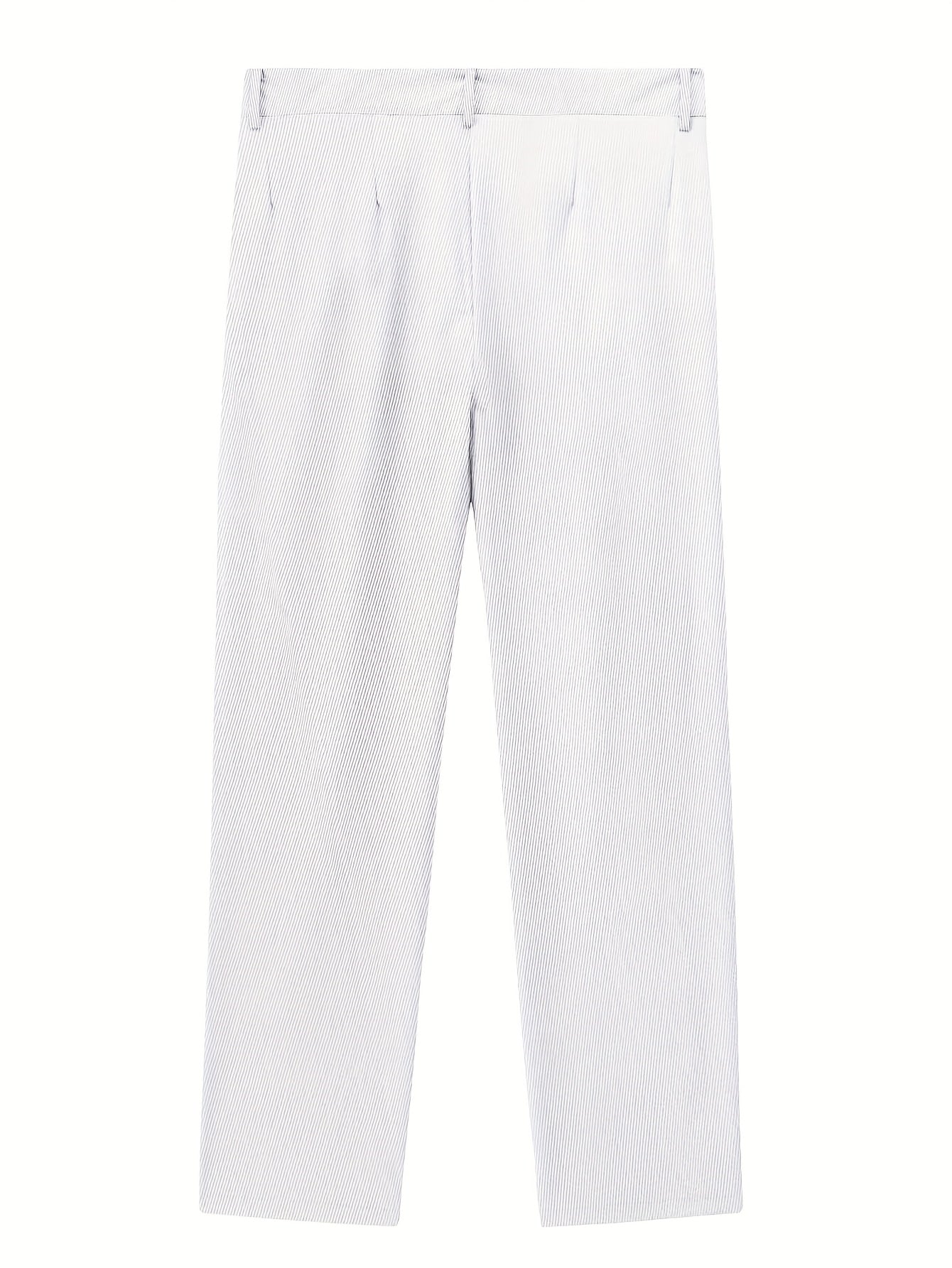 Pantalon blanc pour homme – classique, formel et décontracté, taille à cordon, tissu non extensible, idéal bureau, affaires et usage quotidien