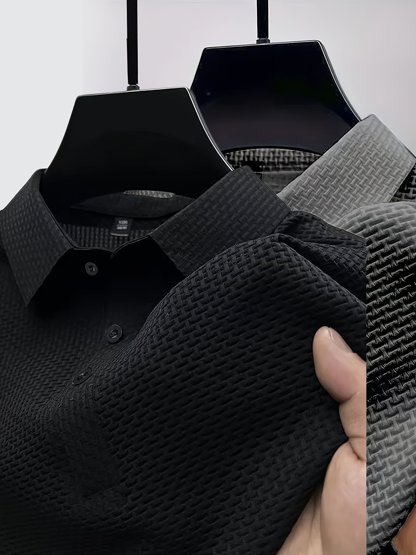 2pcs Men's Lapel Neck Short Sleeve T-shirt, Comfy Stretchy Trendy Tees for Summer, Casual Daily Style Fashion Clothing