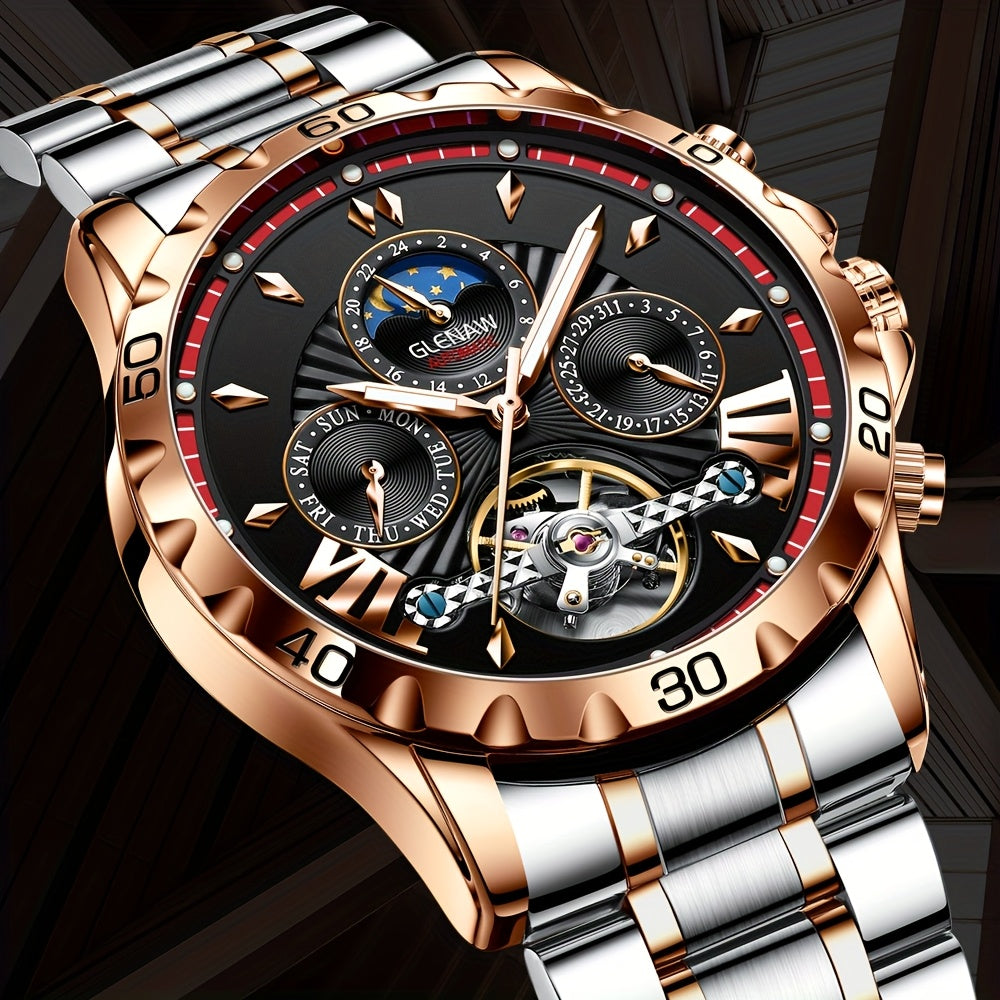 Men's mechanical watch 24 hours date day function Automatic Watches for Men, Automatic Mechanical Watch, Watch For Men, Professional Timekeeping, Date Function Watch, Men's Wristwatch, Precision Timepiece, Adult Male, Profess