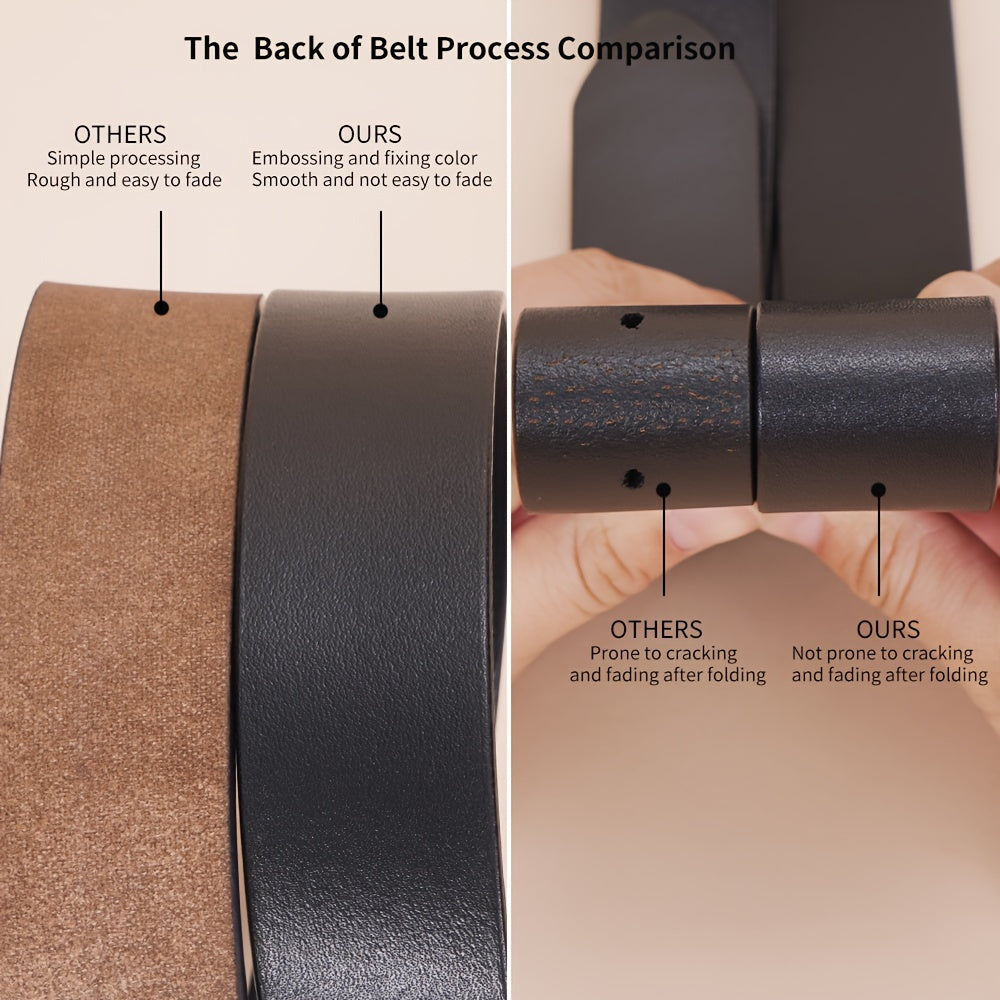 Ceinture en cuir véritable pour femmes – Bande de taille simple et polyvalente avec fermeture bouton vintage