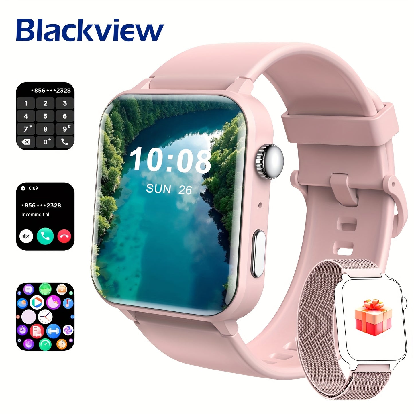 Blackview Smartwatch, Compatible With Android And For IPhone, Fitness Tracker, Fitness Watch With Activity Monitoring 1.85-Inch Touchscreen Smartwatch, With Pedometer, Calorie Meter And Stopwatch, BT 5.3 Call, Multi-Sport Mod
