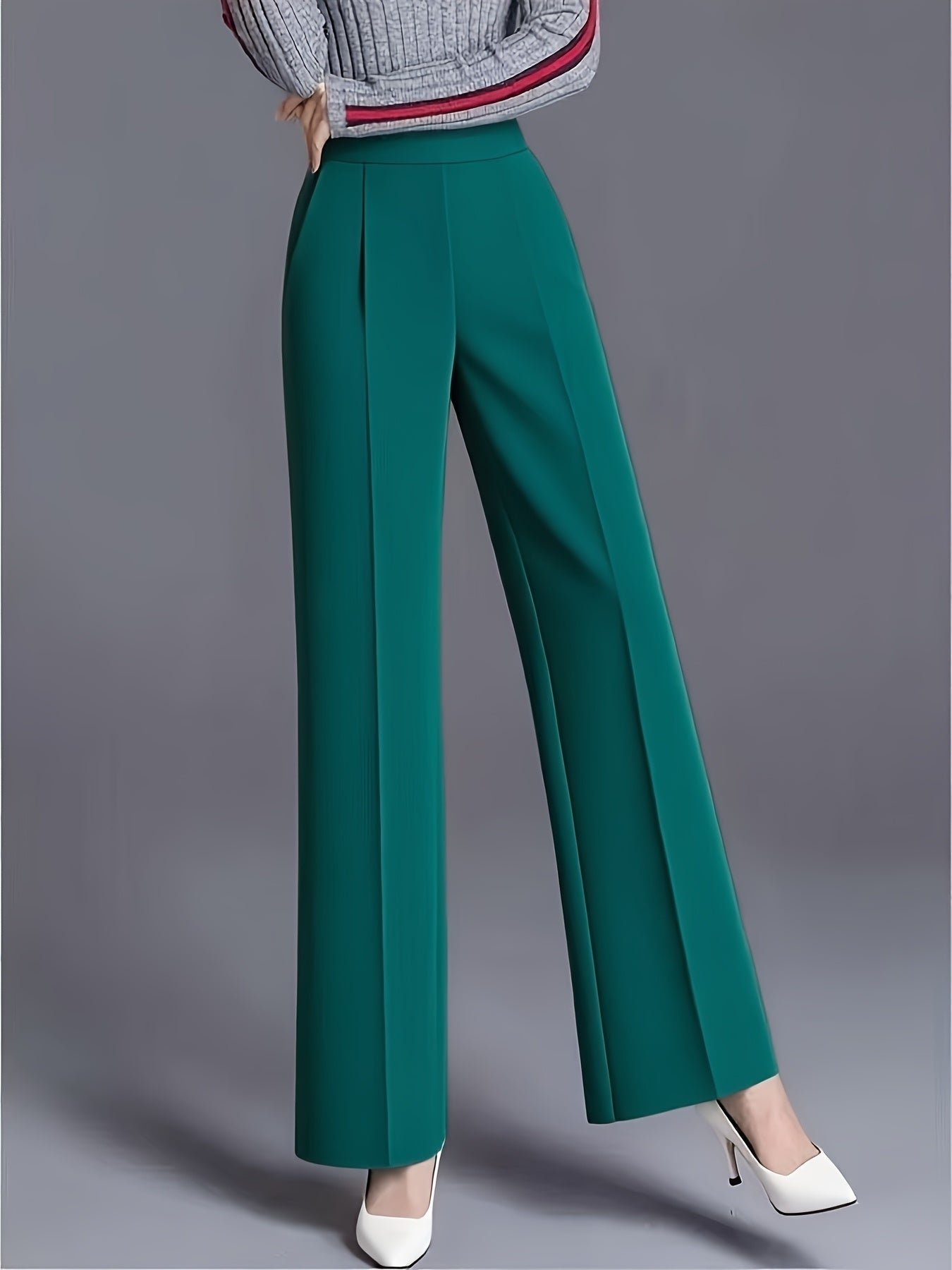 Pantalon Femme Taille Haute Oversize – Jambe Large avec Poches Obliques, Élégant et Décontracté, Tous Saisons