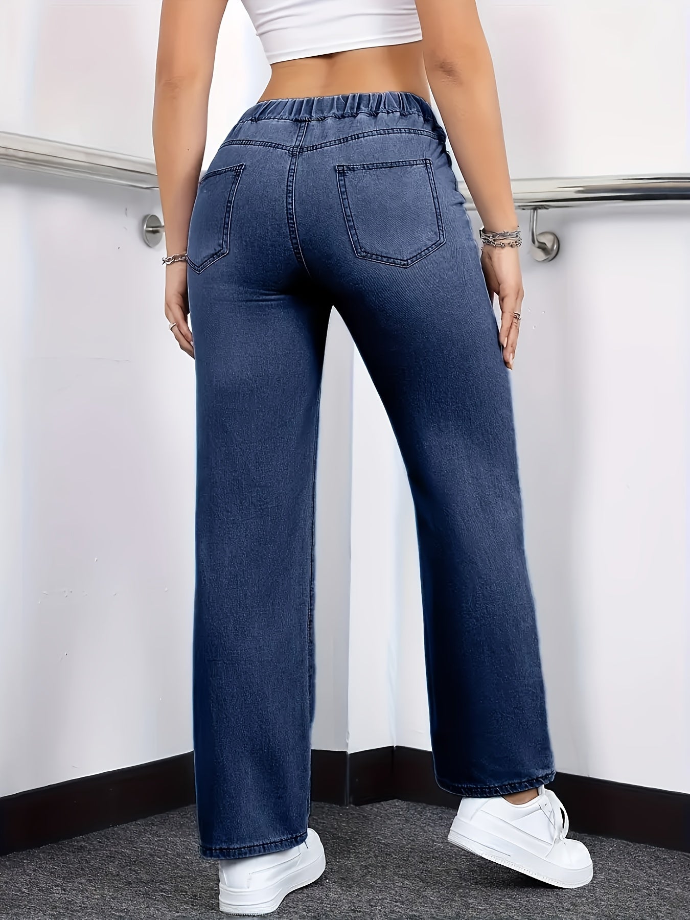 Jeans à taille élastique pour femmes