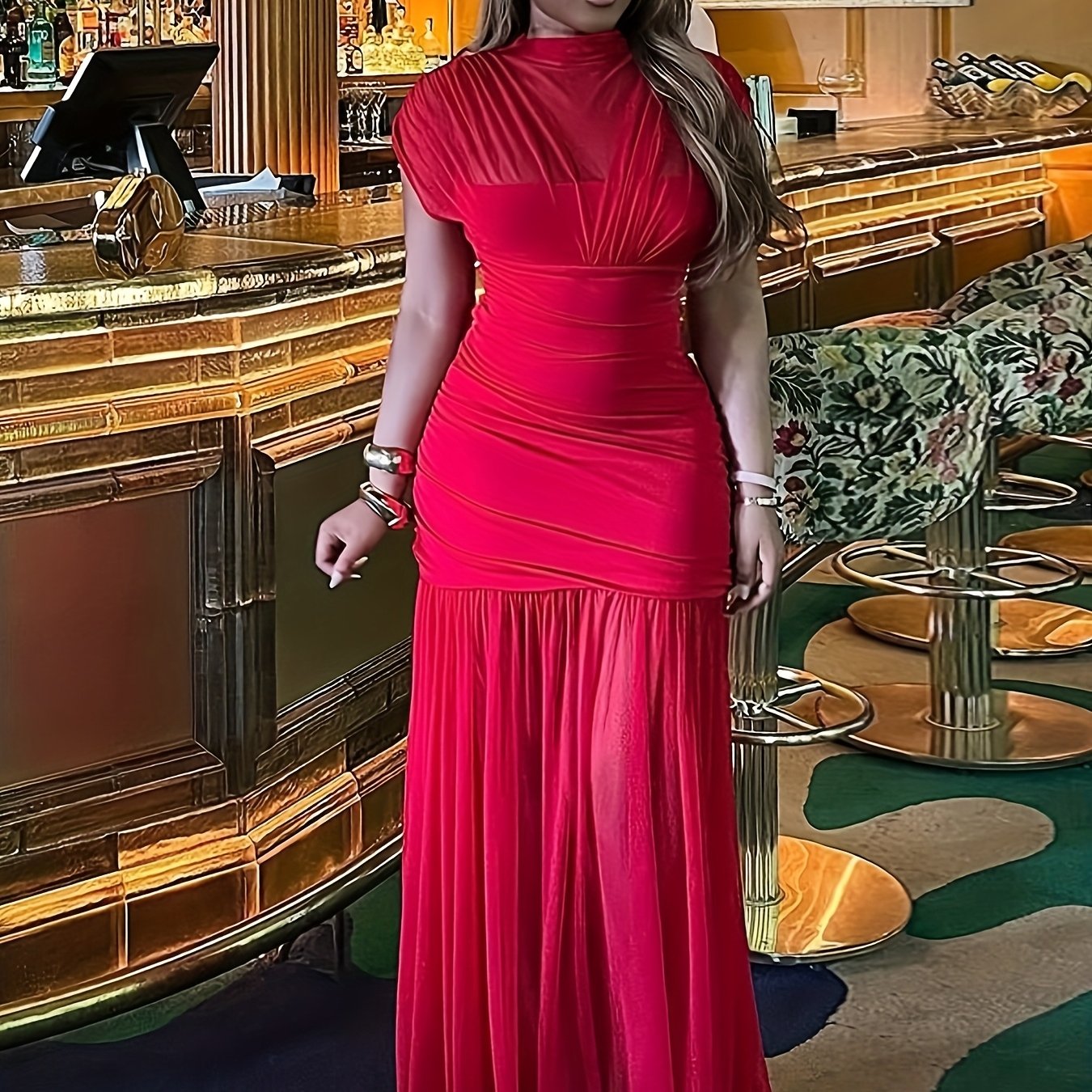 Robe Longue Élégante Femme – Coupe Slim Sans Manches