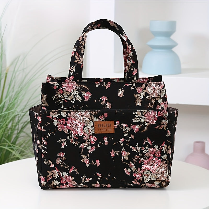 Nouveau Sac Cabas Grande Capacité en Tissu Épaissi – Sac de Travail Simple et Tendance, Fermeture Zippée Semi-Fermée, Poche Latérale pour Gobelet, Poche Avant Zippée, Idéal pour Shopping et Articles Divers, Sac Portable pour le Travail