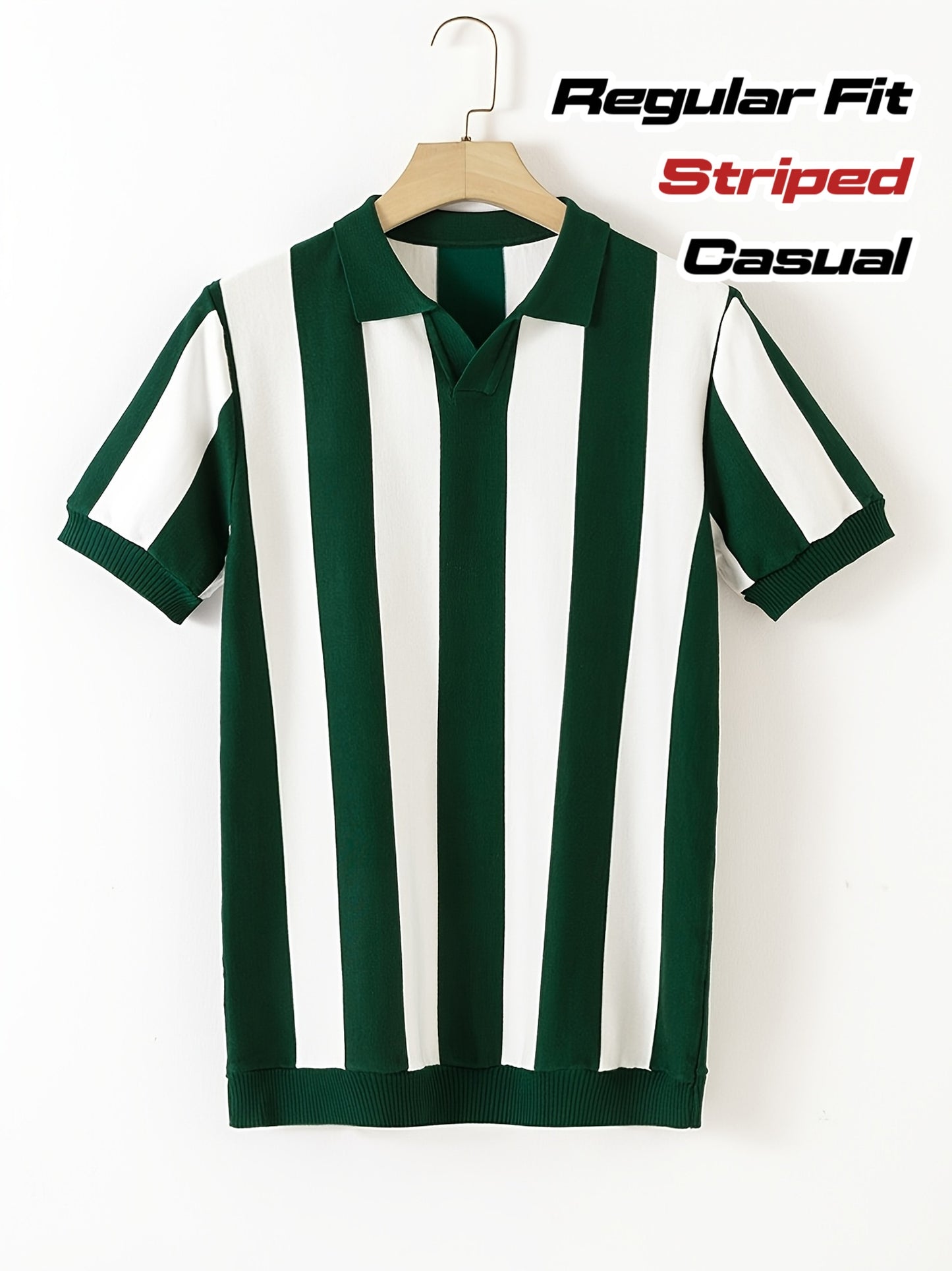 Men'S Beige & White Striped Short Sleeve Polo Shirt - Lightweight, Breathable Knit Fabric, Regular Fit, Perfect for Golf, Business Casual, and Spring/Summer Outings, Golf Attire | Classic Polo Design | Medium Elasticity