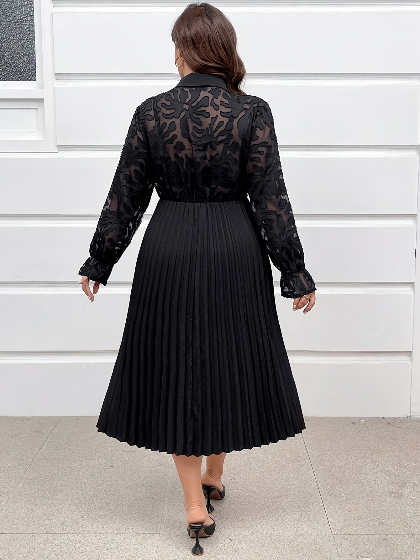 Plus Size, Women's Spring Summer Autumn Fashion Casual Long Sleeve Pleated Elegant Dress