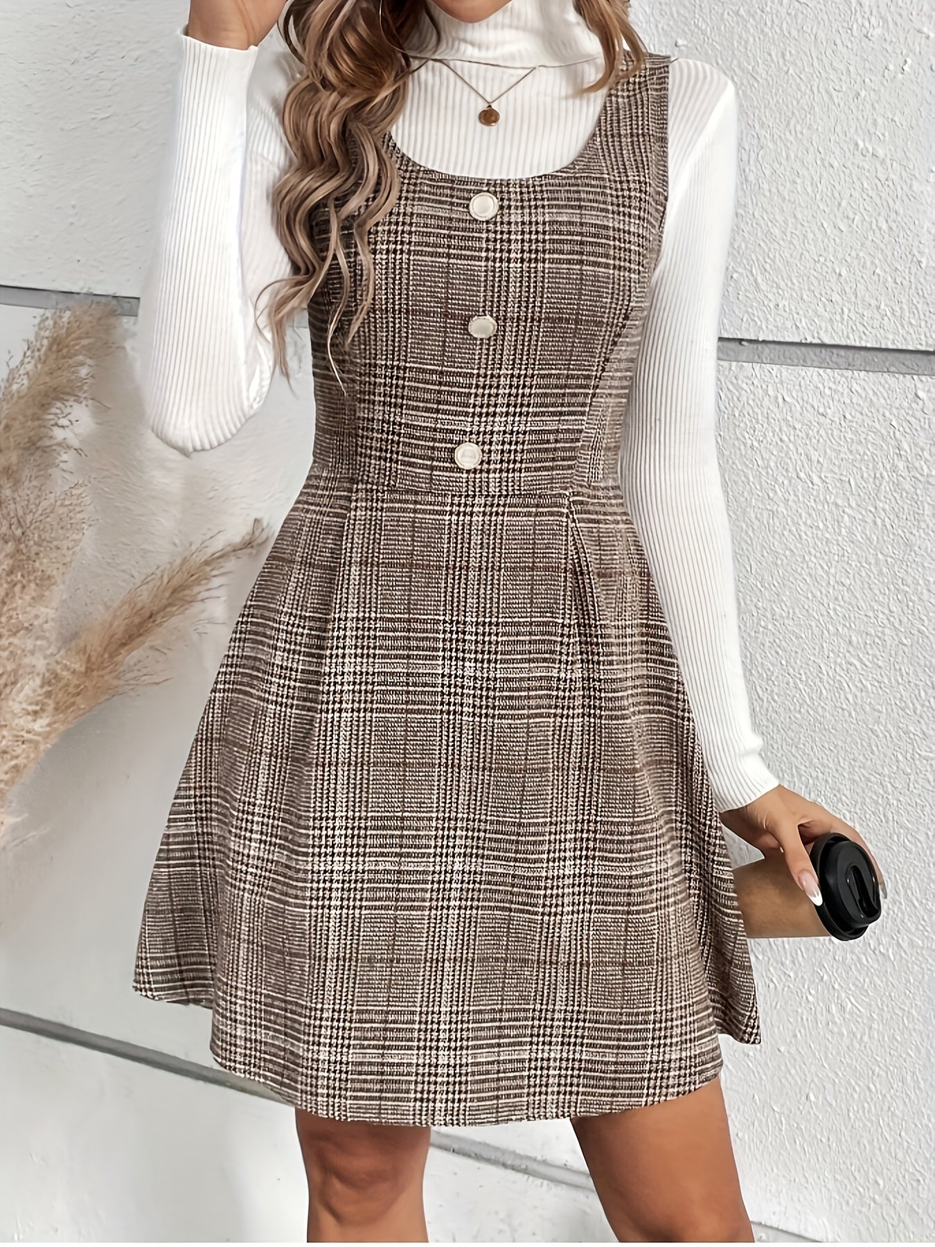 Robe A-line élégante pour femme – Marron et beige