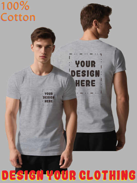 Men'S Customizable Cotton T-Shirt - Personalized Logo/Text Front & Back, Breathable Summer Tee for Corporate Events, Team Uniforms, Gifts - Bulk Ordering Available - Everyday Casual Wear, Promotional Clothing, Round Neck Desi